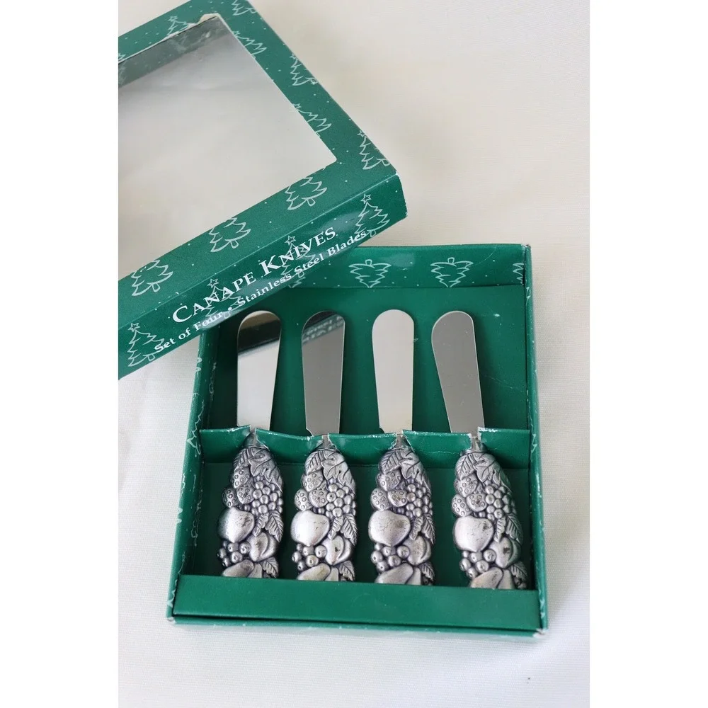 Canape Knives,‎ spreaders, Butter Cheese kitchenware, Cooking club, fruit motif
